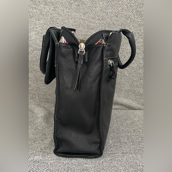 Elegant Black Satchel with Woven Texture, Dual Handles & Strap Genuine Leather - Picture 11 of 16